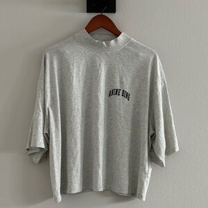 Anine Bing Drop Shoulder Grey Shirt Size Large